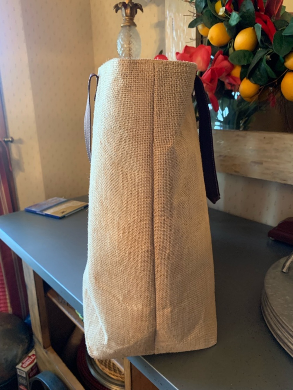 Keep Cool Nairobi Jute cooler, shopper tote. Wipe clean plastic lining. - Picture 7 of 9